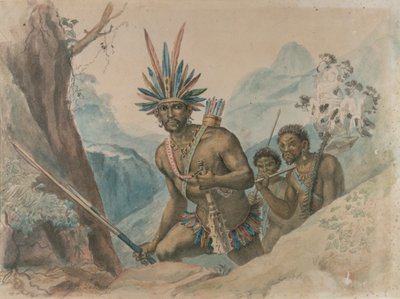 Chief of the Bororenos preparing for an attack by Jean Baptiste Debret