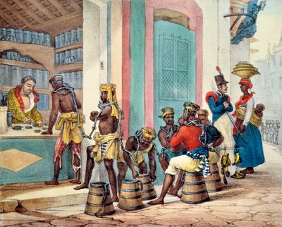 Manacled slaves buying tobacco from a Tobacco shop in Rio de Janeiro, 1835 by Jean Baptiste Debret