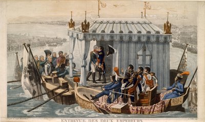 Meeting of Emperors Alexander I of Russia and Napoleon I of France at the Neman near Tilsit by Jean Baptiste Debret