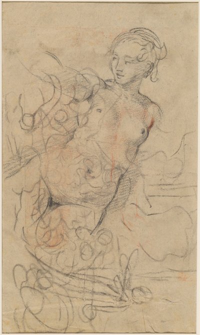 A Reclining Nude with Her Right Arm Raised by Jean Baptiste Deshays