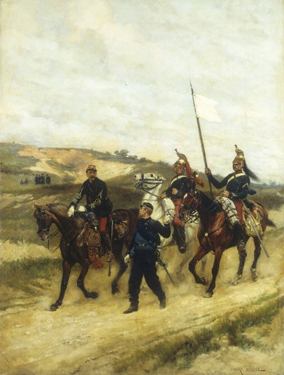A Cavalry Officer and Dragoons by Jean Baptiste Edouard Detaille