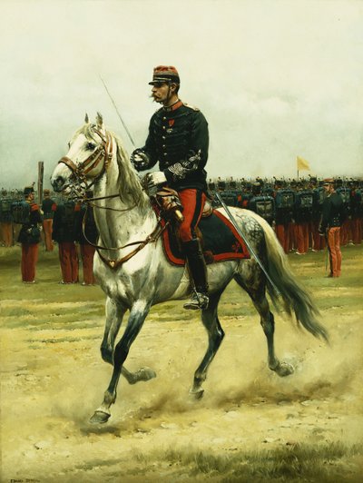 A Cavalry Officer Passing Troops by Jean Baptiste Edouard Detaille