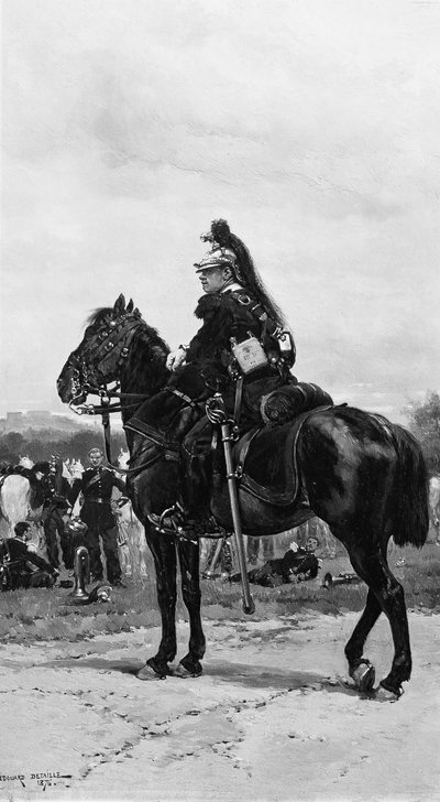 A Dragoon on Horseback by Jean Baptiste Edouard Detaille