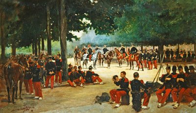 Infantry Regiment Relaxing on the Bois de Boulogne During a Review by Jean Baptiste Edouard Detaille