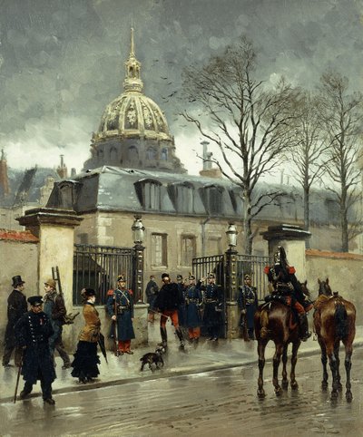 Outside Les Invalides, Paris by Jean Baptiste Edouard Detaille