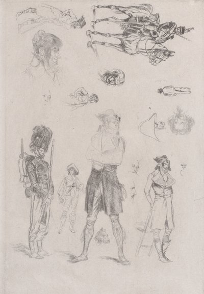 Sheet of sketches (detail) by Jean Baptiste Edouard Detaille