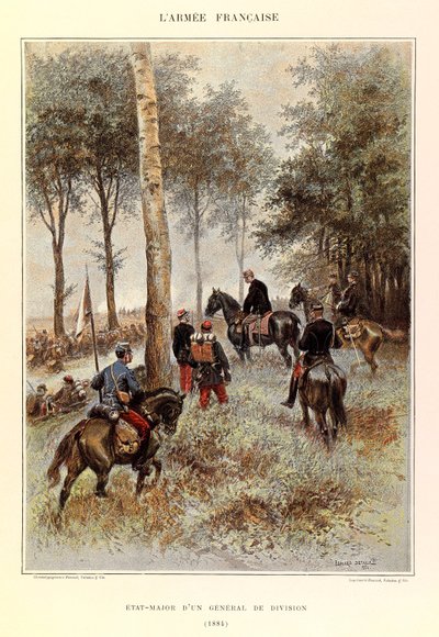Types and Uniforms of the French Army: Staff of a Divisional General in 1884, Private Collection by Jean Baptiste Edouard Detaille