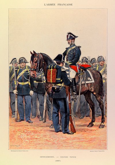 Types and Uniforms of the French Army by Captain Jules Richard, Illustrated by Edouard Detaille: Gendarmerie in Full Dress in 1887 by Jean Baptiste Edouard Detaille