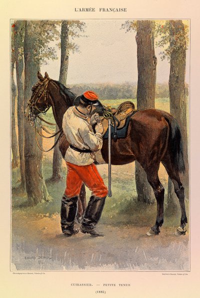 Types and Uniforms of the French Army by Captain Jules Richard, Illustrated by Edouard Detaille: Cuirassier in Undress in 1885 by Jean Baptiste Edouard Detaille