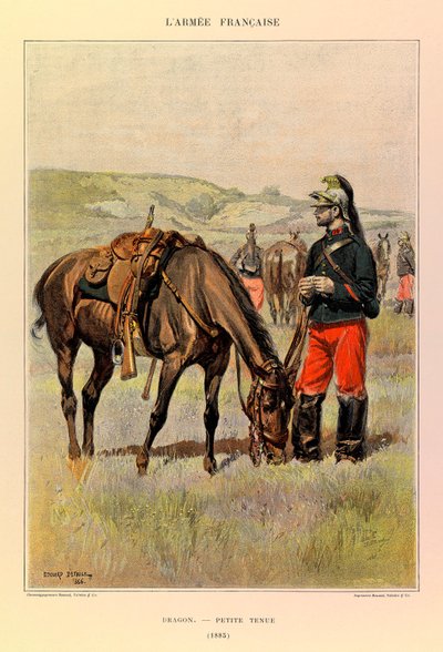 Types and Uniforms of the French Army by Captain Jules Richard, Illustrated by Edouard Detaille: Dragoon in Undress in 1885 by Jean Baptiste Edouard Detaille