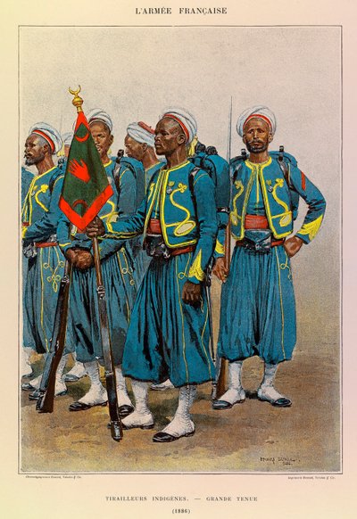Types and Uniforms of the French Army: Native Tirailleurs in Great Outfit in 1886, Private Collection by Jean Baptiste Edouard Detaille