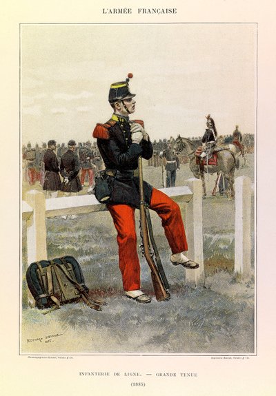 Types and Uniforms of the French Army of Captain Jules Richard, Illustrated by Edouard Detaille: Line Infantry in Full Dress in 1885 by Jean Baptiste Edouard Detaille