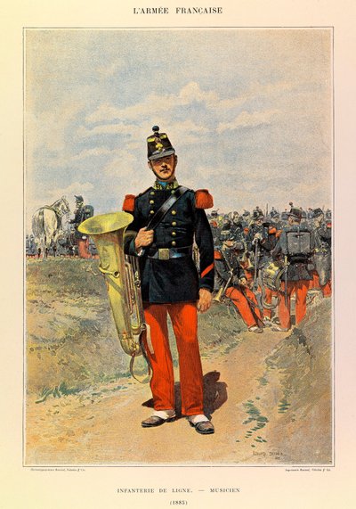 Types and Uniforms of the French Armee of Captain Jules Richard, illustrated by Edouard Detaille: Line infantry: Musician in 1885 by Jean Baptiste Edouard Detaille