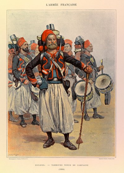 Types and Uniforms of the French Army: Zouaves: Drum in Country Dress in 1886 by Jean Baptiste Edouard Detaille