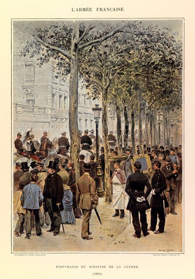 Types and uniforms of the French Army of Captain Jules Richard, illustrated by Edouard Detaille (1848-1912): Staff of the Minister of War in 1884, Private Collection by Jean Baptiste Edouard Detaille