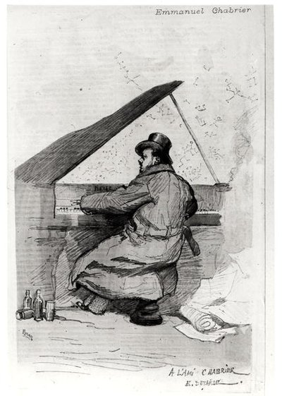 Alexis Emmanuel Chabrier (1841-94) at the Piano, Engraved by Florian by Jean Baptiste Edouard after Detaille