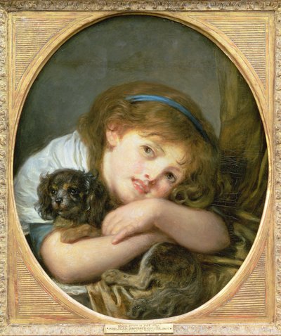 A Girl with a Pet Dog by Jean Baptiste Greuze