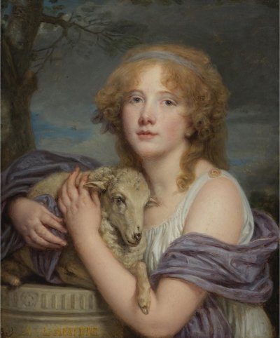 Girl with a Lamb by Jean Baptiste Greuze