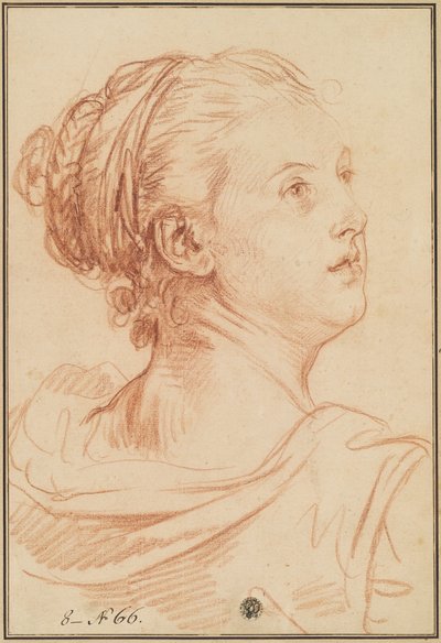 Head of a Woman Looking Back Over Her Shoulder by Jean Baptiste Greuze