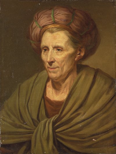 Portrait of a Woman, Bust-Length, with a Brown Turban and Green Shawl by Jean Baptiste Greuze