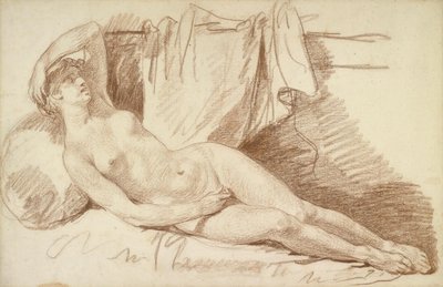 Reclining Female Nude: Study for "Aegina Visited by Jupiter" by Jean Baptiste Greuze