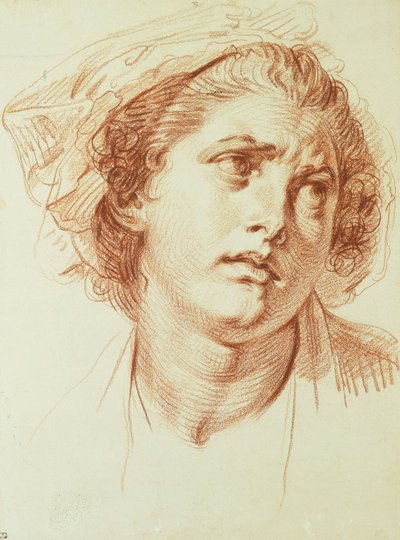 The Head of a Woman looking up to the right by Jean Baptiste Greuze