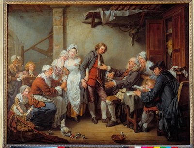 The village accordee by Jean Baptiste Greuze