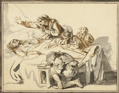 Women and Children Mourning a Dead Man by Jean Baptiste Greuze
