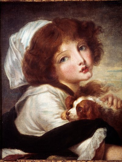 Young Girl with Little Dog by Jean Baptiste Greuze