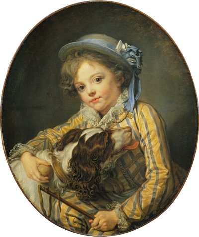 Young boy with a dog by Jean Baptiste Greuze