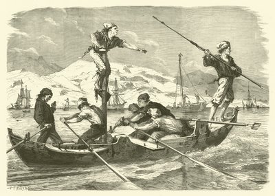 Fishing for swordfish off the coast of Sicily by Jean Baptiste Henri Durand Brager