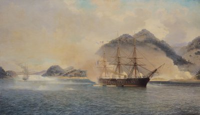 Naval Battle of the Strait of Shimonoseki, 20th July 1863 by Jean Baptiste Henri Durand Brager