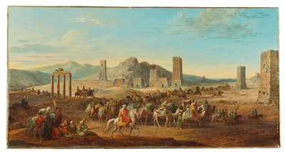 Two Caravans at the Entrance to the Valley Leading to Palmyra by Jean Baptiste Hilair