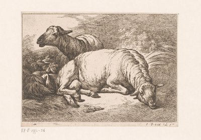 Two Sheep by Jean Baptiste Huet (le vieux)