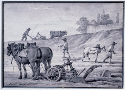 Agriculture: Plowing Scene by Jean Baptiste Huet
