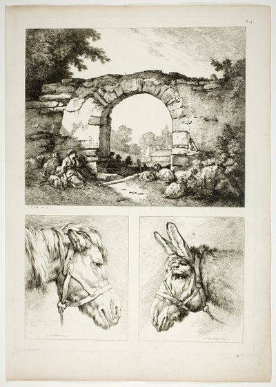 Plate Fourteen of 38 from Oeuvres de J. B. Huet by Jean Baptiste Huet