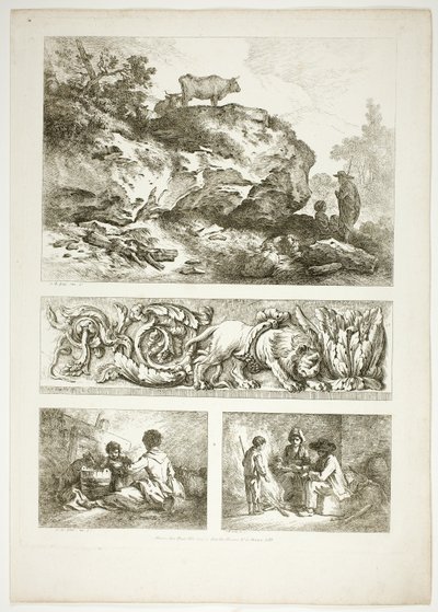 Plate Nine of 38 from Oeuvres de J. B. Huet by Jean Baptiste Huet