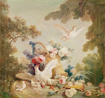 Salon of the Print-maker Gilles Demarteau, above the door: columns, a basket of roses and a torch by Jean Baptiste Huet