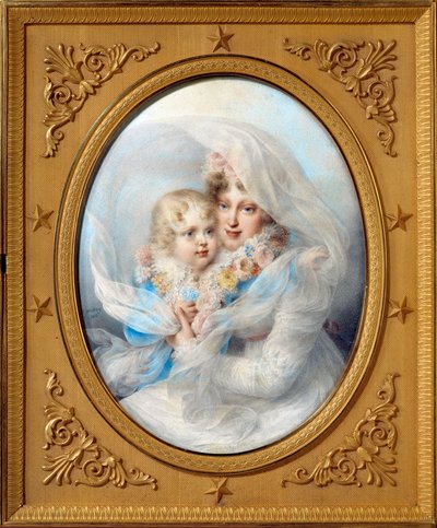 Portraits of Empress Mary Louise and King of Rome, Napoleon II, son of Emperor Napoleon I by Jean Baptiste Isabey