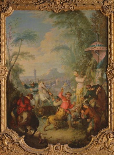 Lion and Tiger Hunt in China by Jean Baptiste Joseph Pater