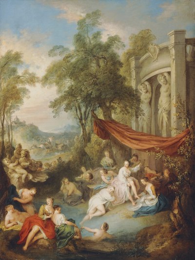 Nymphs Bathing at a Pool by a Loggia by Jean Baptiste Joseph Pater