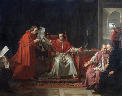 Signature of the Concordat between France and the Holy See by Pope Pius VII (1742 - 1823), August 15 by Jean Baptiste Joseph Wicar