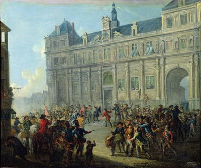 The Assassination of Jacques de Flesselles on the Steps of City Hall July 14, 1789 by Jean Baptiste Lallemand