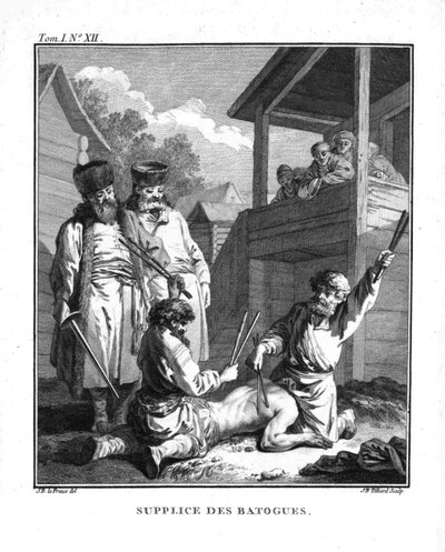 Punishment with Batogs. From Voyage en Sibérie by Jean Baptiste Le Prince