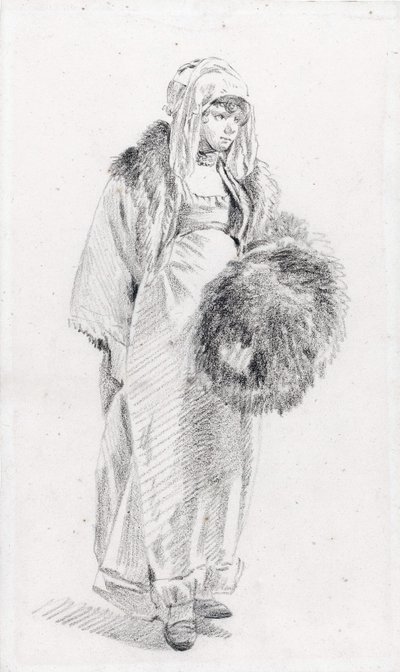 Russian Woman with a Fur Muff by Jean Baptiste Le Prince