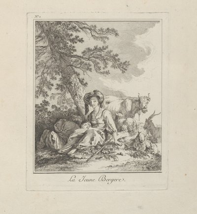 The Young Shepherdess, plate two from Divers Habillements des Peuples du Nord by Jean Baptiste Le Prince