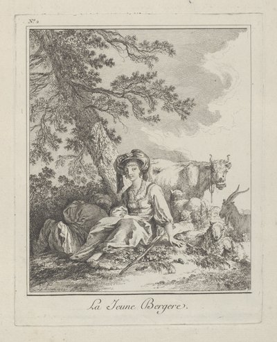 The Young Shepherdess (plate two from Divers Habillements des Peuples du Nord) by Jean Baptiste Le Prince