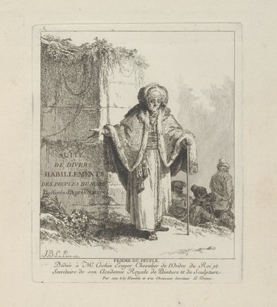 Woman of the People, plate one from Divers Habillements des Peuples du Nord by Jean Baptiste Le Prince