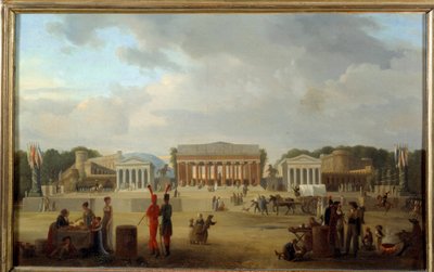 View of the Great Theatre on the Place de la Concorde in Paris for the Fete de la Paix on November 9, 1801 by Jean Baptiste Louis Cazin