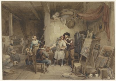 Adriaen Brouwer with His Pupil J. van Craesbeek by Jean Baptiste Madou